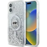 Karl Lagerfeld Étui MagSafe à paillettes liquides pour iPhone 16 Plus