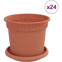 vidaXL Pots de plantes 24 pcs Rouge brique Ø 15 x 12 cm Plastique