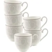 Villeroy & Boch Set d'avantages 6 pièces Gray Pearl Tasse à moka/à expresso Porcelaine Premium Bone blanche 1043921420