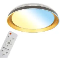 Briloner Plafonnier LED télécommande Ø43cm rond 24W 2600lm 3000K-6500K blanc chaud à blanc lumière du jour dimmable noir or - Plafonnier salon chambre couloir