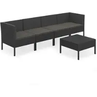 Syfax Salon de jardin 5 pcs avec coussins résine tressée noir