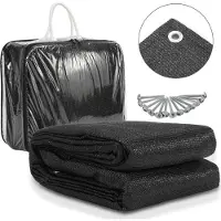 Peviasot Tapis de sol pour camping , tapis pour auvent en HDPE, 240 g/m², 400 x 600 cm, noir, 1 tapis avec 13 sardines, stabilisé aux UV et utilisable des deux côtés