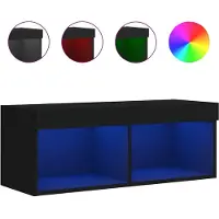 vidaXL Armoire TV avec lampes LED Noir 80x30x30 cm