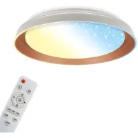 Briloner Plafonnier LED télécommande Ø43cm rond 24W 2600lm 3000K-6500K blanc chaud à blanc lumière du jour dimmable gris chaud café - Plafonnier salon chambre couloir