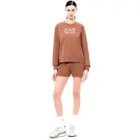 EA7 pour femme. 7W000974_AF13135 Ensemble t-shirt et short en maille de coton stretch marron (L), Casuel, Homewear