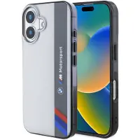 BMW Iml Motorsport Vertical Stripe Iphone 16 Phone Case Clair,Gris