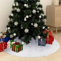 Prolenta Maison Exclusive - Jupe de sapin de Noël de luxe, blanche, 122 cm, Fourrure artificielle