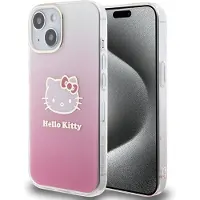 Hello Kitty Coque iPhone 15 rose rigide, finition électroplaquée dégradée IML