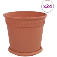 vidaXL Pots de plantes 24 pcs Rouge brique Ø 19 x 16 cm Plastique