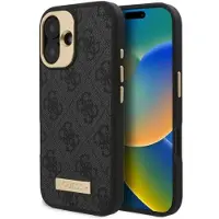 GUESS GUHMP16MU4GPRK iPhone 16 Plus 6.7" czarny/black hardcase 4G Logo Plate MagSafe (Apple iPhone 16 Plus), Coque pour téléphone portable, Noir