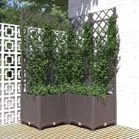 Prolenta Maison Exclusive - Bac à plantes avec treillis, marron, 80 x 80 x 136 cm, PP