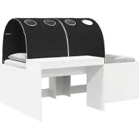 Syfax Lit avec Tunnel 4 pcs Blanc et noir Bois d'ingénierie