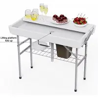 StarTech.com Table de buffet réfrigérée d'extérieur - Table ovale pliante - Rectangulaire - Métal - Avec jupe - Autoportante - Design moderne et minimaliste - Blanche