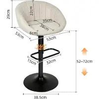 StarTech.com Tabourets de bar - Lot de 2 - Réglables en hauteur - Pivotants - Assise rembourrée - Tissu respirant et anti-taches - Structure en métal - Repose-pieds - Beige