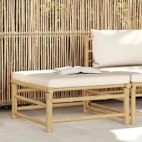 Prolenta Maison Exclusive - Pouf de jardin avec coussin, blanc crème, en bambou