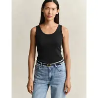 Gant pour femme. 4201409 Débardeur côtelé noir (L), Casuel, Coton, Sans manches / bretelles