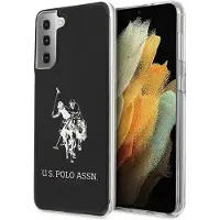 U.S. POLO ASSN. US POLO US Polo USHCS21MTPUHRBK S21 + G996 black / black glossy large logo (Samsung Galaxy S21+), Coque pour téléphone portable, Noir