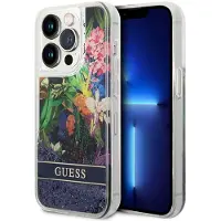 GUESS Guhcp14xlflsb Iphone 14 Pro Max 6.7 Flower Liquid Phone Case Clair