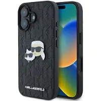 Karl Lagerfeld Coque pour iPhone 16 , rigide, monogramme noir