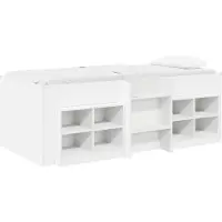 vidaXL Structure de lit style industriel avec armoire, 3 pièces, blanc, panneaux de particules