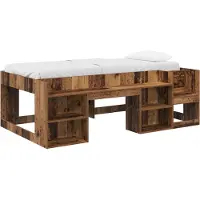 vidaXL Lit d'enfant avec rangement, bois vieilli, 90 x 200 cm