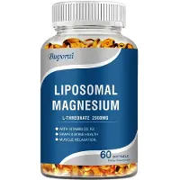 Buporai L-thréonate de magnésium liposomal 2000 mg (60 gélules molles) avec vitamines D3 et K2, complément alimentaire, système immunitaire, cerveau et os