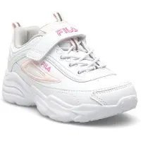 FILA Chaussure de sport blanche pour enfant avec fermeture velcro, détails roses et semelle intérieure
