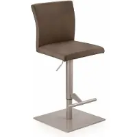 NABER Buono KM, pouf, structure en acier inoxydable de couleur argentée, forme carrée, revêtement couleur kaki foncé