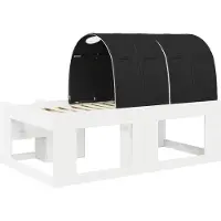 vidaXL Lit avec tunnel et étagère, 3 pièces, blanc et noir, en bois composite