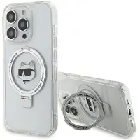 Karl Lagerfeld Klhmp15lhmrschh Iphone 15 Pro 6.1 Biały Ring Stand Choupette Head Phone Case Clair