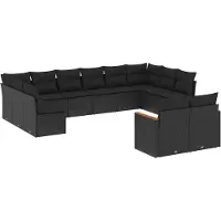 vidaXL Ensemble de 12 canapés de jardin avec coussins noir poly rotin