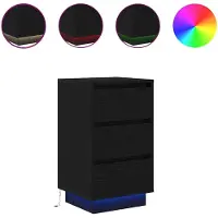 vidaXL Table de chevet avec lumières LED noir 38x34x65 cm