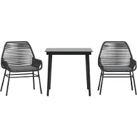 vidaXL Ensemble de jardin 3 pièces avec coussins noir Poly rotin verre