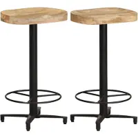 vidaXL Tabouret de bar 2 pcs. 66 cm Bois massif de manguier