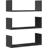 vidaXL Étagères murales 3 pcs noir 58x18x18 cm bois d'ingénierie