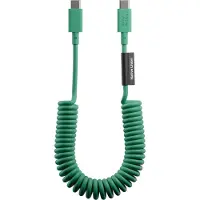 Native Union , câble spiralé USB-C vers USB-C 60 W, 1,2 m, série POP, recharge rapide, vert