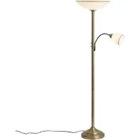 QAZQA Lampadaire classique bronze avec verre opale 2 lumières - Katarina