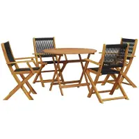vidaXL Ensemble de jardin 5 pièces polypropylène et bois massif noir