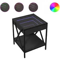 vidaXL Table de chevet avec LED infini noir 40x40x49 cm