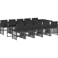 vidaXL Ensemble de jardin 11 pièces avec coussins Noir Poly Rattan