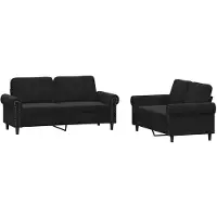 vidaXL Ensemble de canapés 2 pièces avec coussins Noir velours