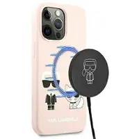 Karl Lagerfeld Coque MagSafe rose clair pour iPhone 13 Pro