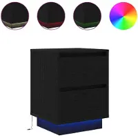 vidaXL Tables de chevet avec lumières LED 2 pcs noir 38x34x50 cm