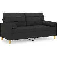 vidaXL Canapé 2 places avec oreillers décoratifs noir 140 cm tissu