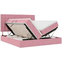 vidaXL Lit coffre LED avec matelas, rose, 200 x 200 cm, velours