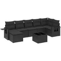 vidaXL Ensemble de jardin canapé 8 pièces avec coussins noir poly rotin