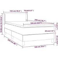vidaXL Lit boxspring avec matelas noir 100x200 cm velours