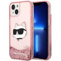 Karl Lagerfeld Coque iPhone 14 Plus rose à paillettes Choupette de