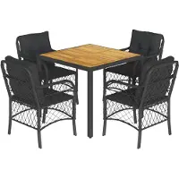 vidaXL Ensemble de jardin 5 pièces avec coussins Noir Poly Rattan