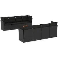 vidaXL Ensemble de salon de jardin 9 pièces avec coussins noir poly rotin